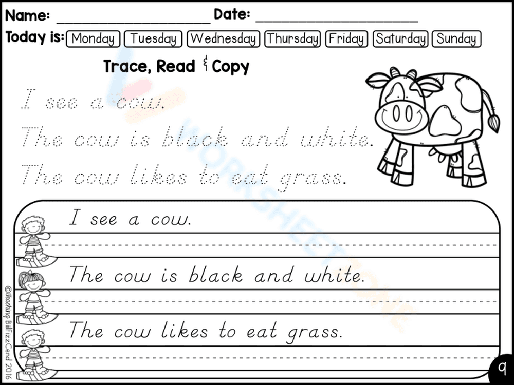Printable D'Nealian Handwriting Worksheet | Grade 1 ELA - Page 1