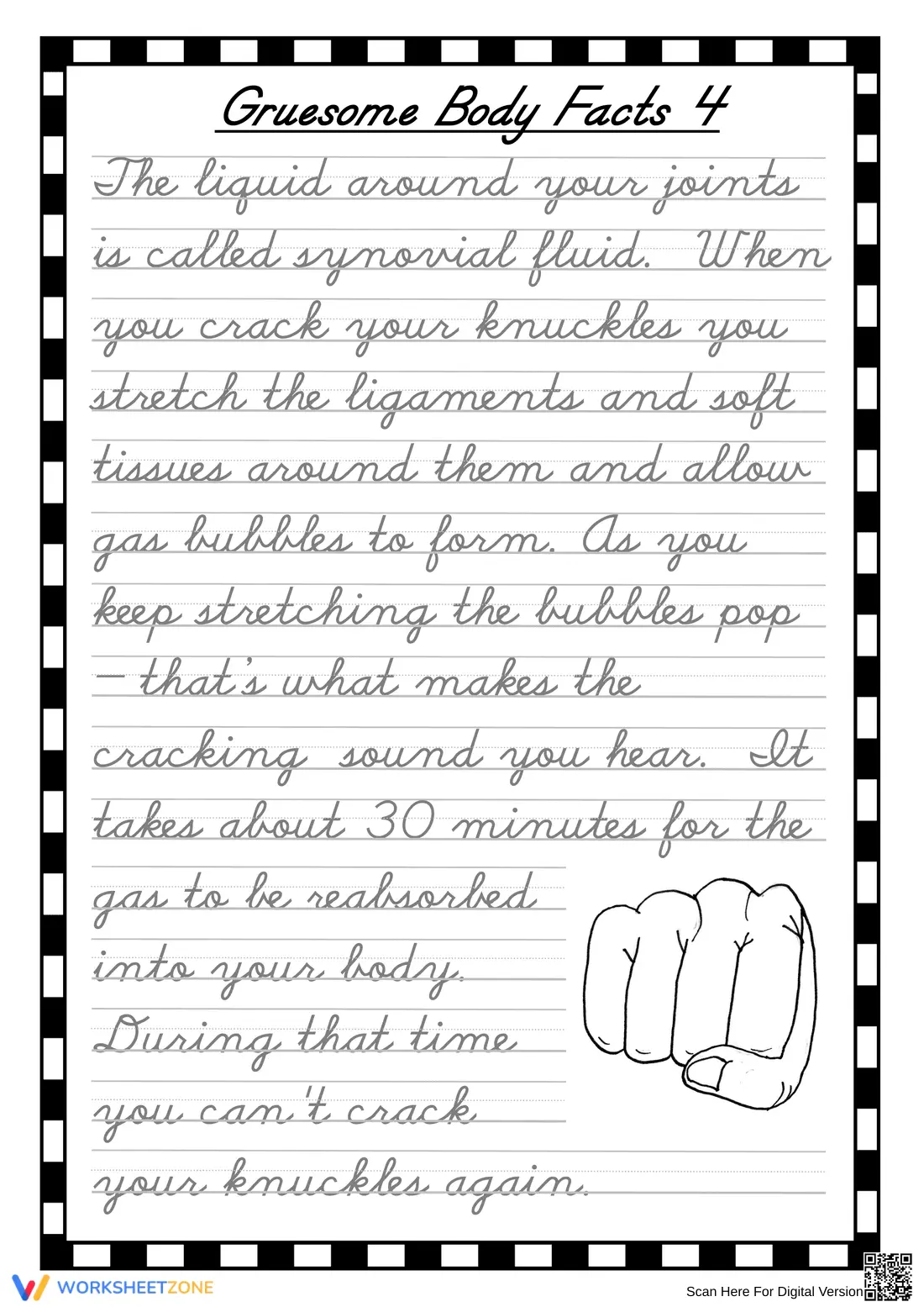 Grade 4 Cursive Handwriting — Printable No-Prep Worksheet - Page 1