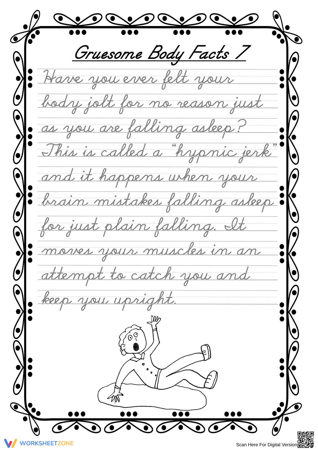 Essential Cursive Handwriting: Hypnic Jerk - Page 1