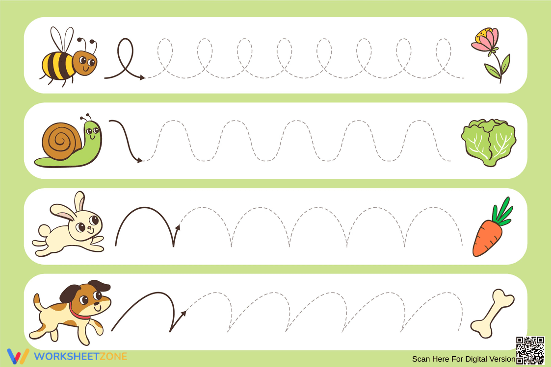 Animal Tracing Activity | Essential Preschool Worksheet - Page 1