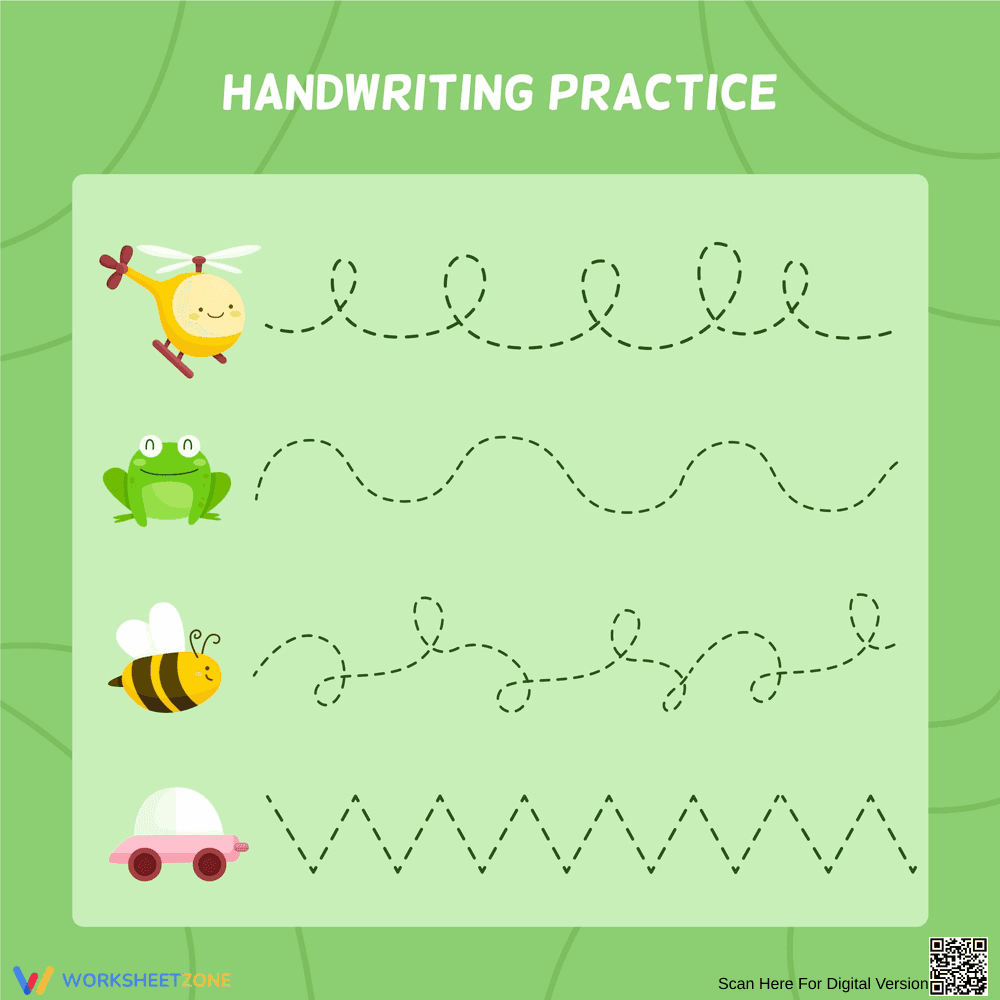 Handwriting Practice Worksheet with Cute Elements - Page 1