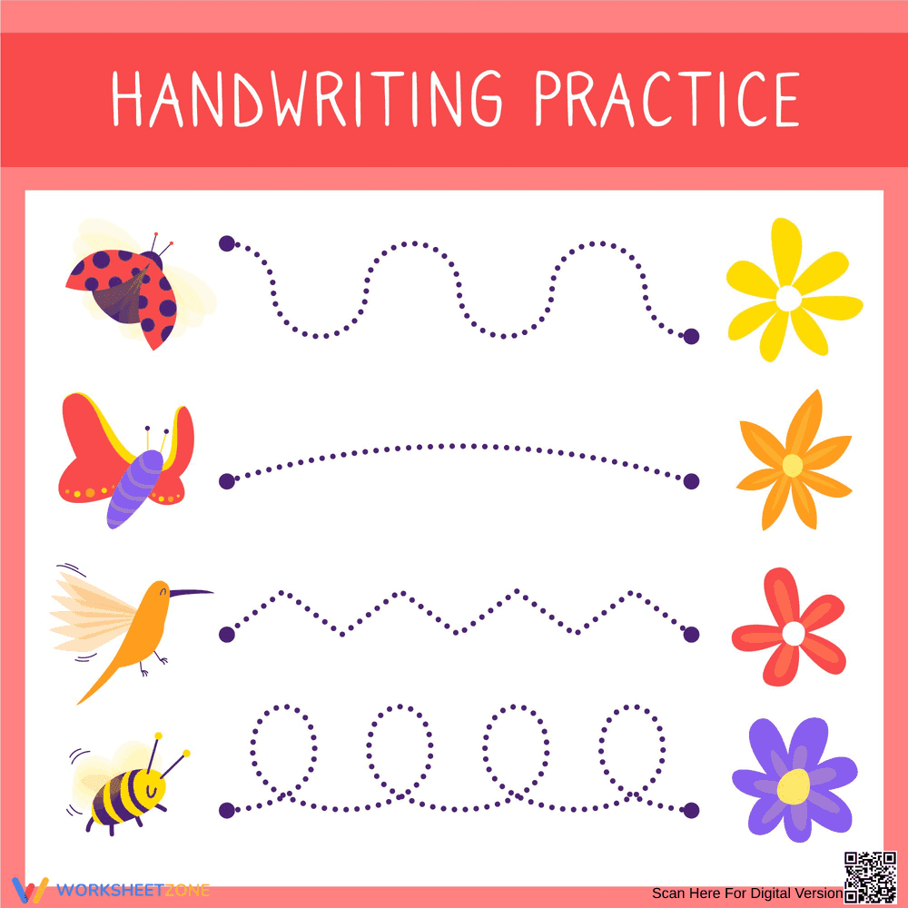 Handwriting Practice Template Worksheet - Page 1
