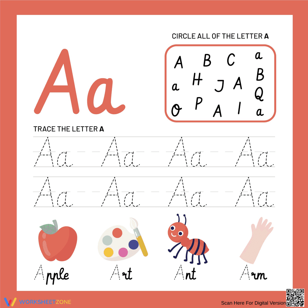 Printable Cursive Letter A Worksheet | Grade K - Page 1