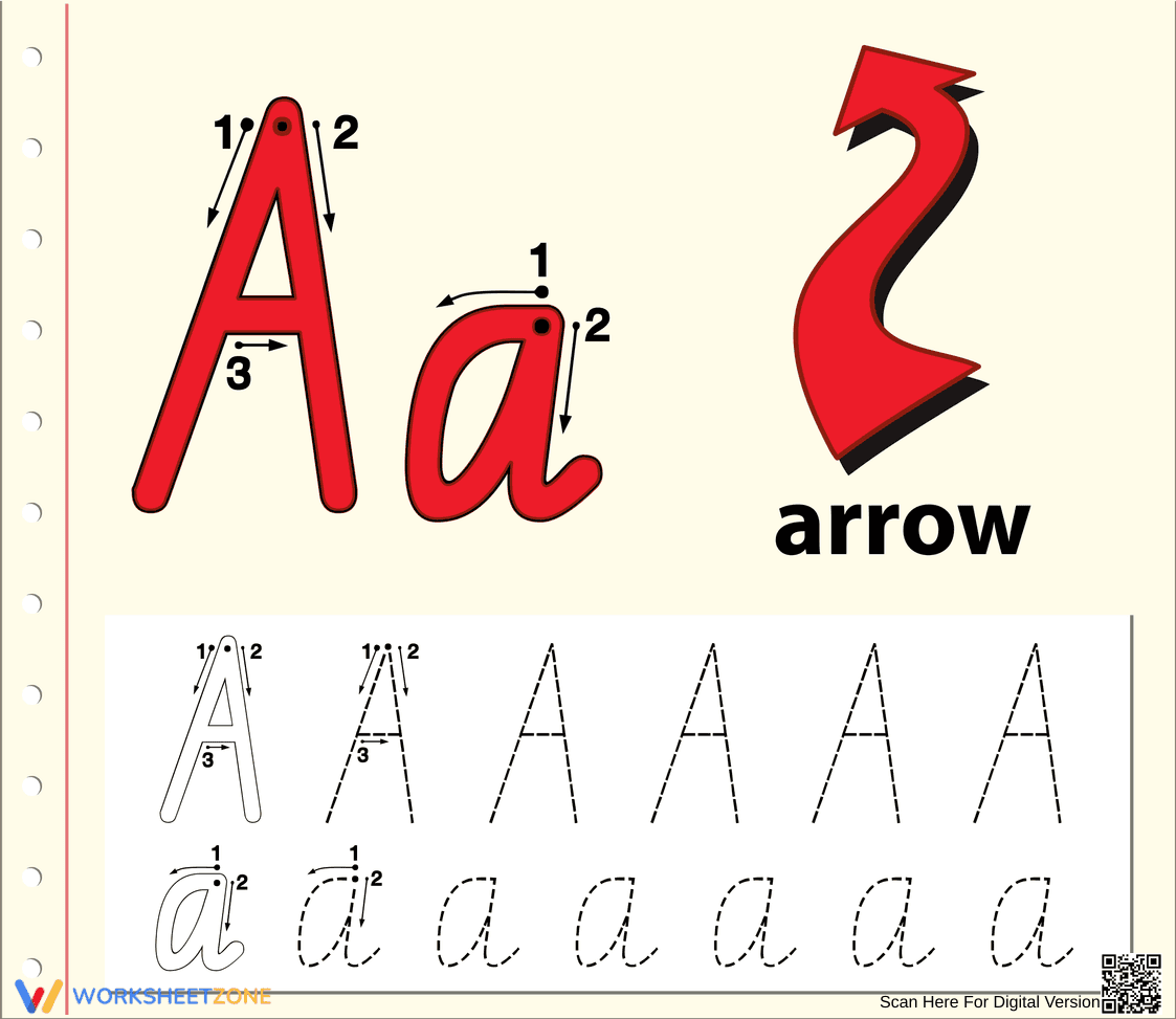 Letter A Tracing Worksheet | Grade 1 Printable - Page 1