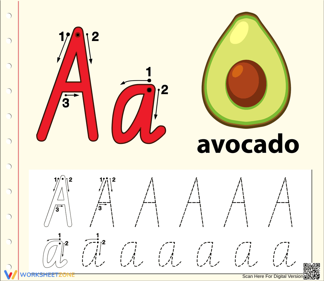 A is for Avocado: Handwriting Practice - Page 1