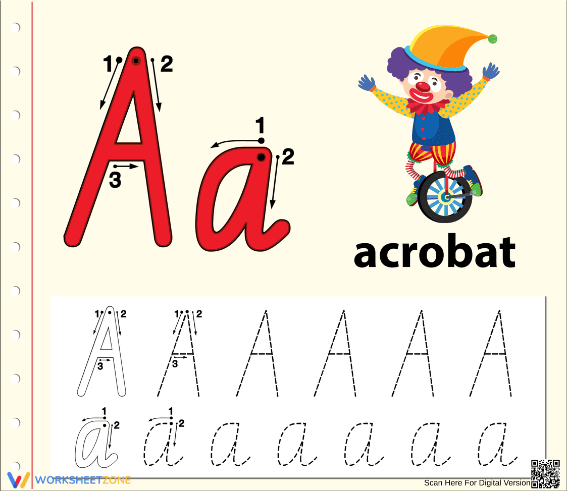 Cursive Letter A Tracing Worksheet | Grade 1 Printable - Page 1