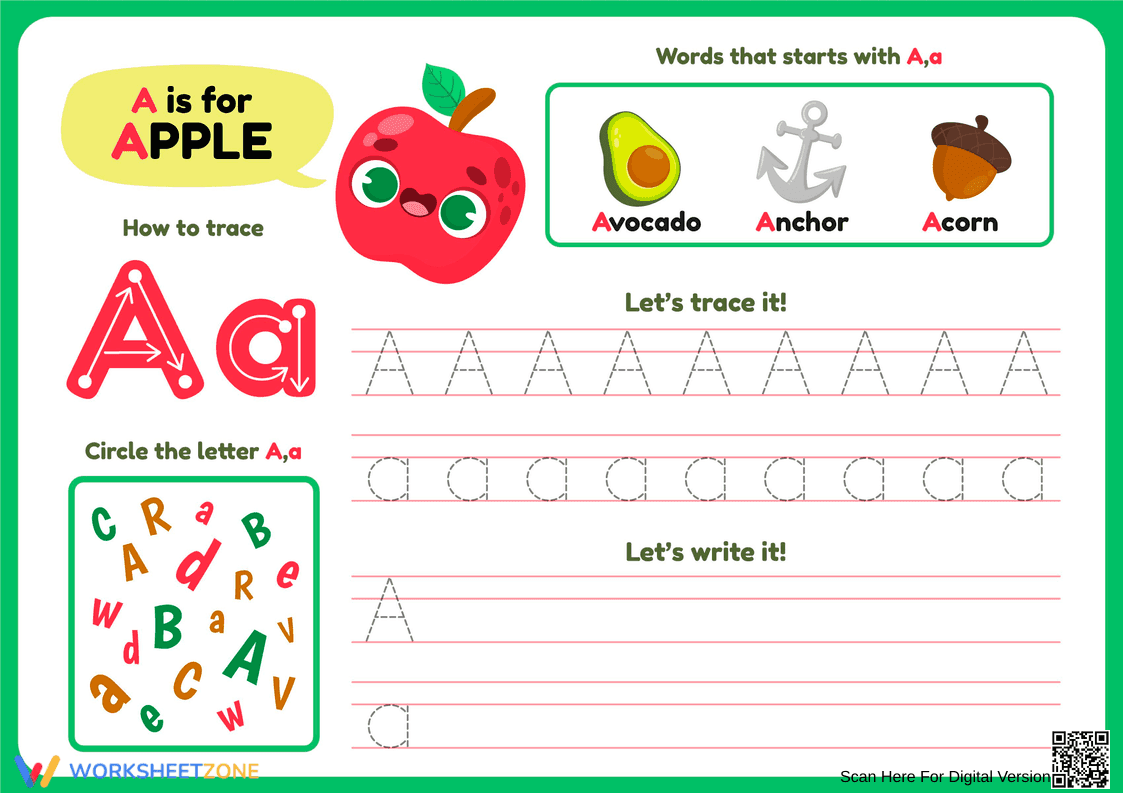 How to Trace Letter A: Handwriting Guide - Page 1