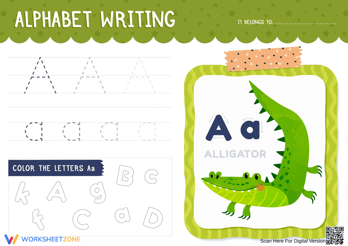 Letter A Writing Practice Worksheet - Page 1