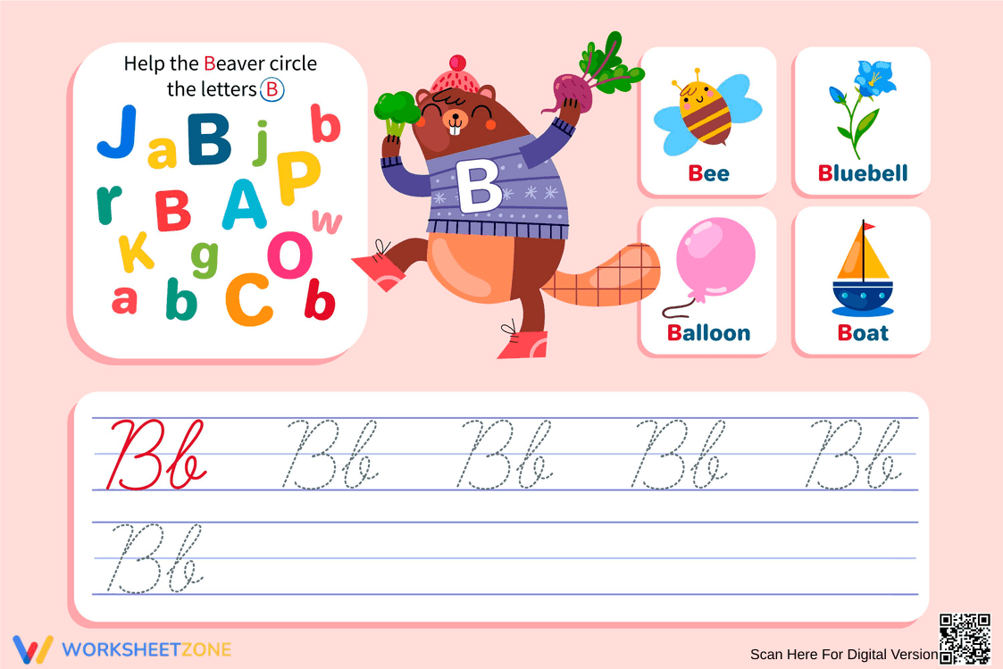 Find, Trace, and Write the Cursive B - Page 1