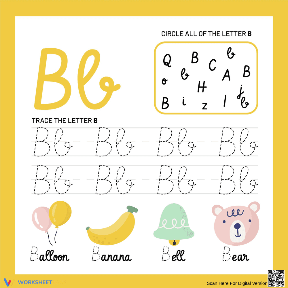 Circle and Trace the Cursive BB Worksheet - Page 1