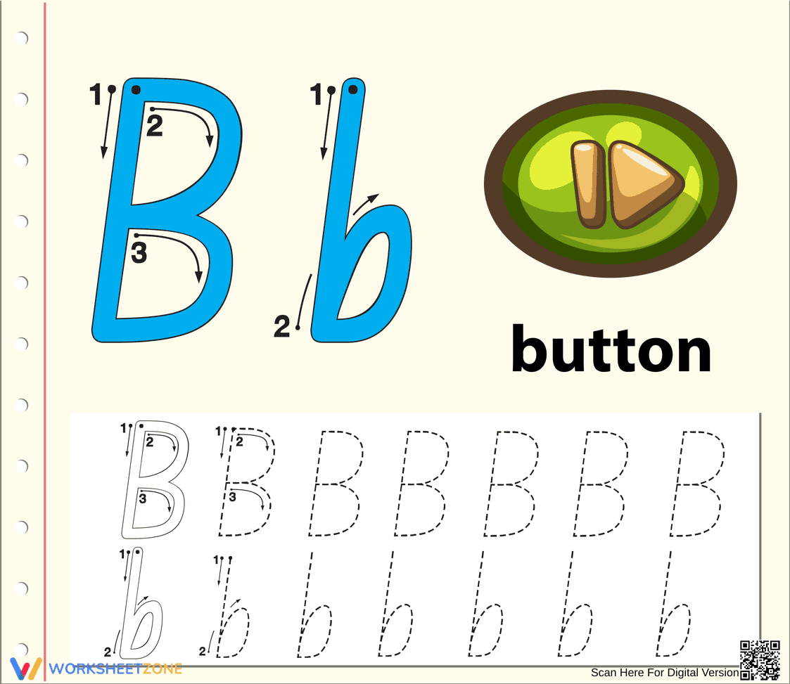 B is for Button: Linking Images to Letter B - Page 1
