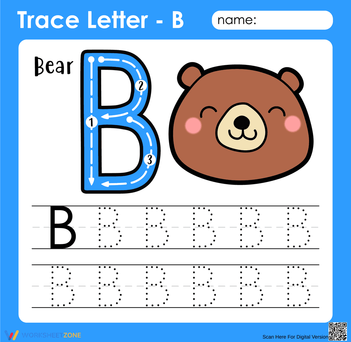 Practice with Letter Tracing B - Page 1