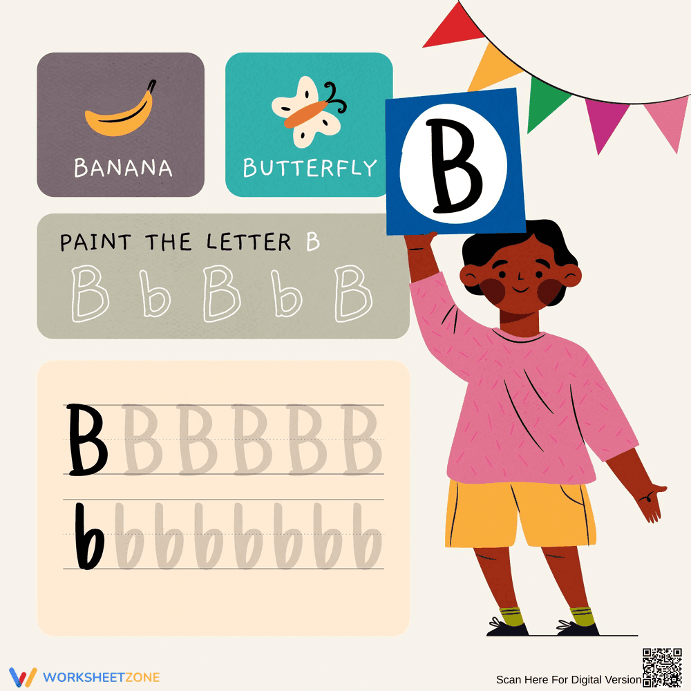 Paint the Letter B: Fun Activity Worksheet - Page 1