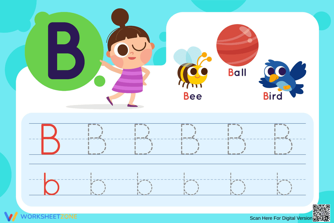 Tracing Letter B Worksheet - Page 1