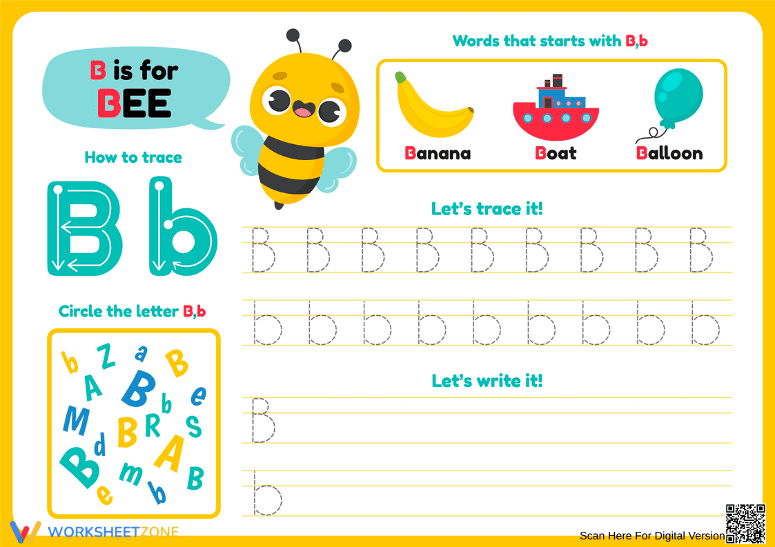 How to Trace Letter B Worksheet - Page 1