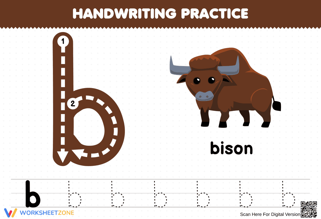 Grade K Letter B Tracing — Printable No-Prep Worksheet - Page 1