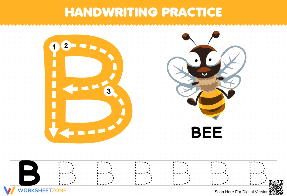Handwriting Practice: Letter B Worksheet - Page 1
