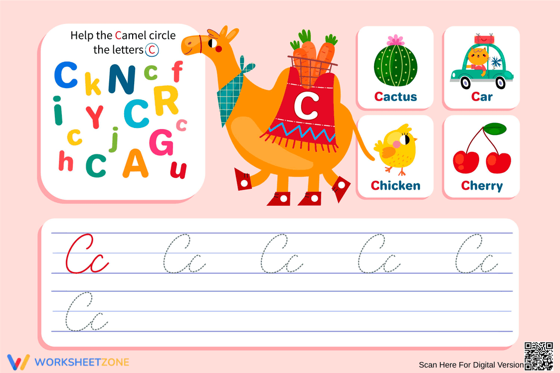 Find, Trace, and Write Cursive C Worksheet - Page 1