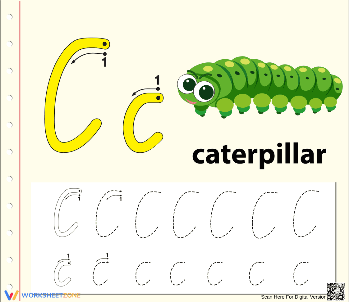 C is for Caterpillar Worksheet - Page 1
