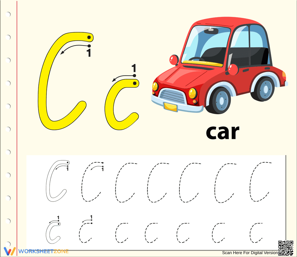 C is for Car Worksheet - Page 1