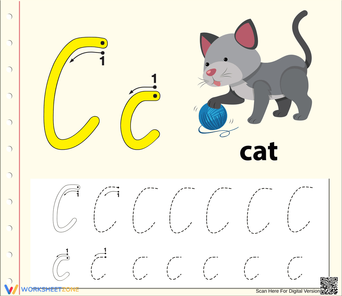 C is for Cat Worksheet - Page 1