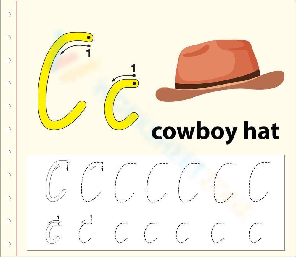Printable Letter C Tracing Worksheet | Kindergarten ELA - Page 1