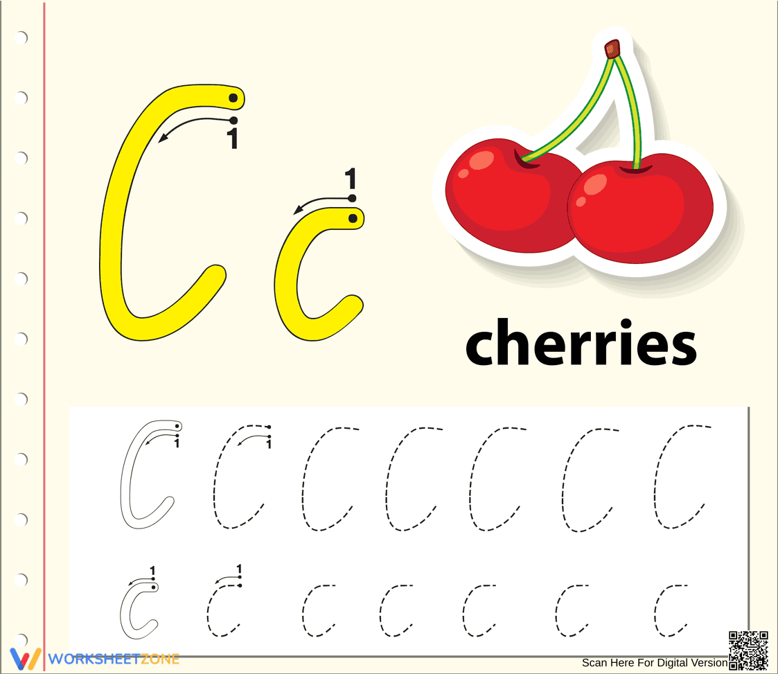 C is for Cherries Worksheet - Page 1