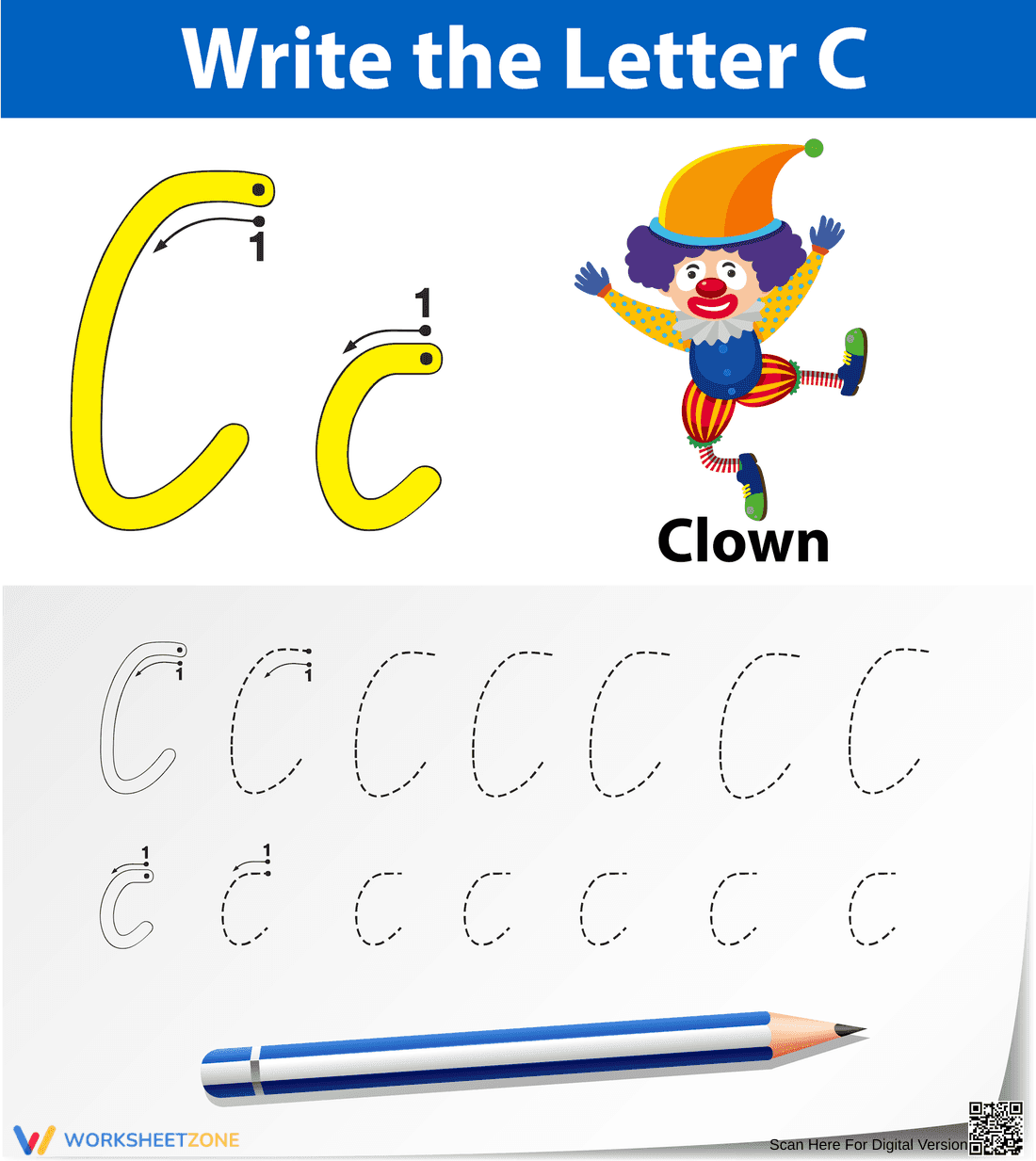 C is for Clown Worksheet - Page 1