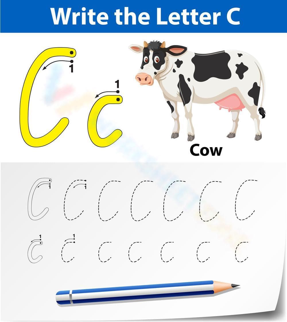 C is for Cow Worksheet - Page 1