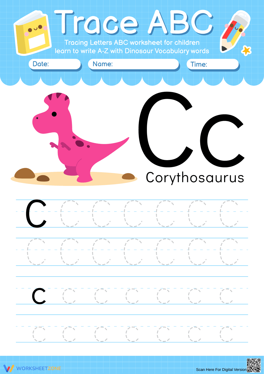 Trace ABC: Letter C Worksheet - Page 1