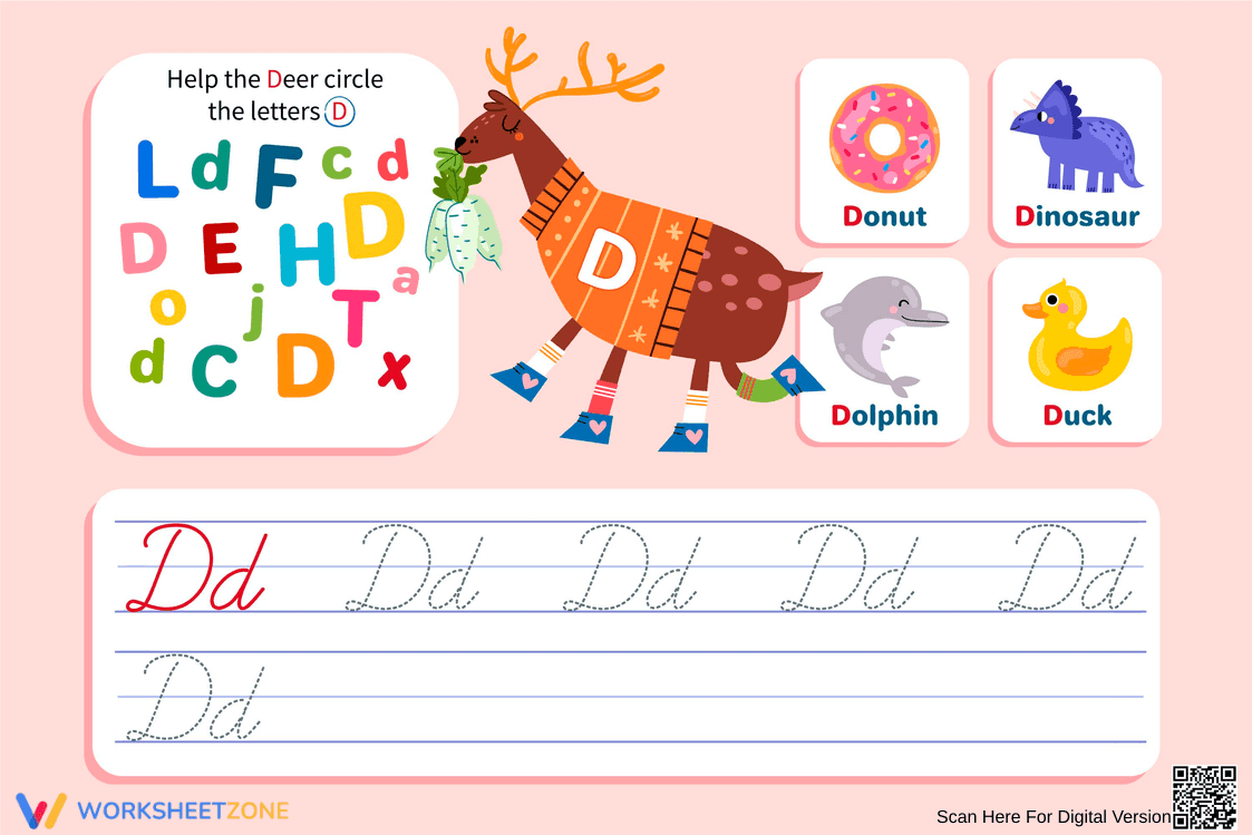 Find, Trace, and Write Cursive D - Page 1