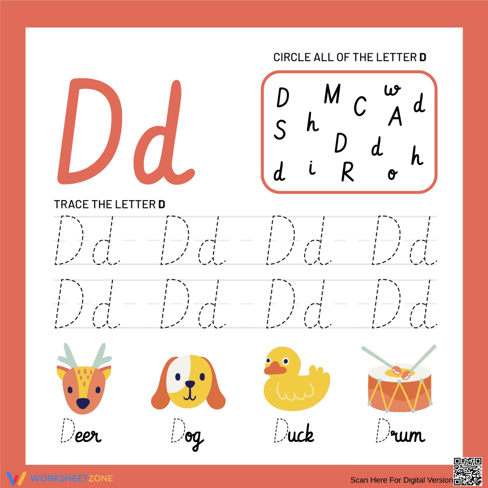 Circle and Trace the Cursive D - Page 1