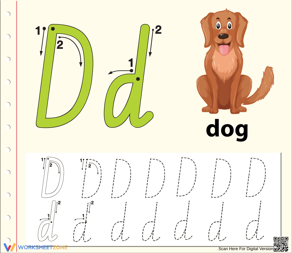 Letter D Tracing Worksheet | Kindergarten Printable - Page 1