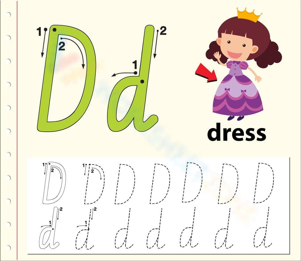 Darling Dress: Learn to Write Letter D - Page 1
