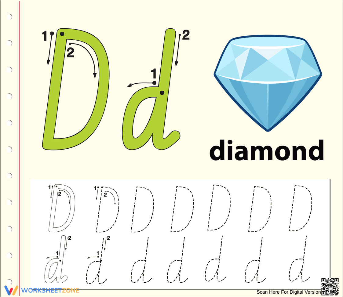 Letter D Tracing Printable | Kindergarten Handwriting - Page 1
