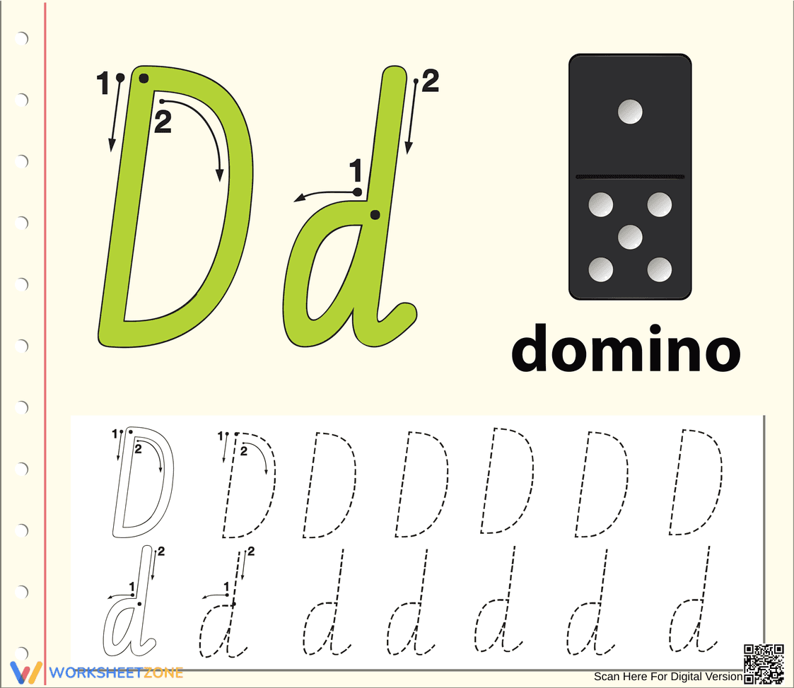 D is for Domino: Recognizing the Letter D - Page 1