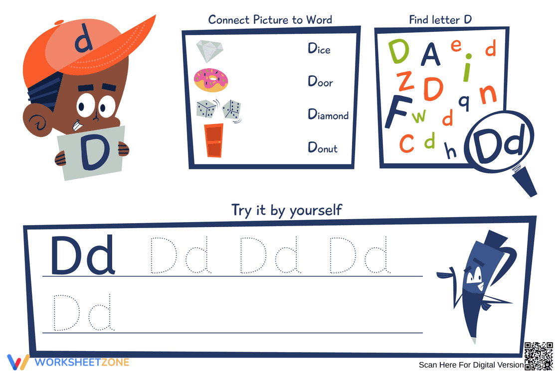 Printable Letter D Worksheet | Grade 1 English - Page 1