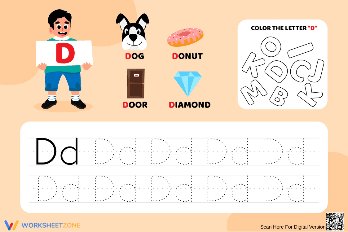 Grade K Letter D — Printable No-Prep Worksheet - Page 1