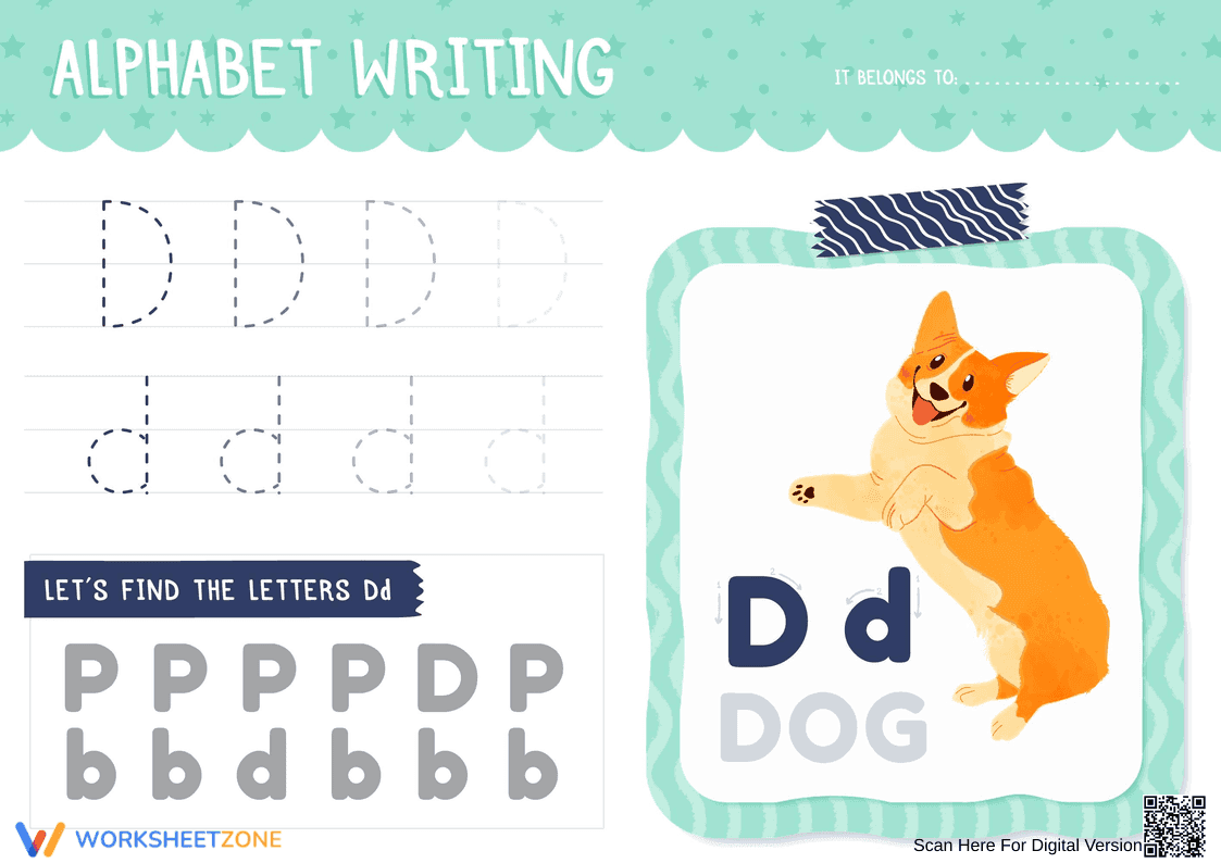 Alphabet Writing: Letter D Practice for Kids - Page 1