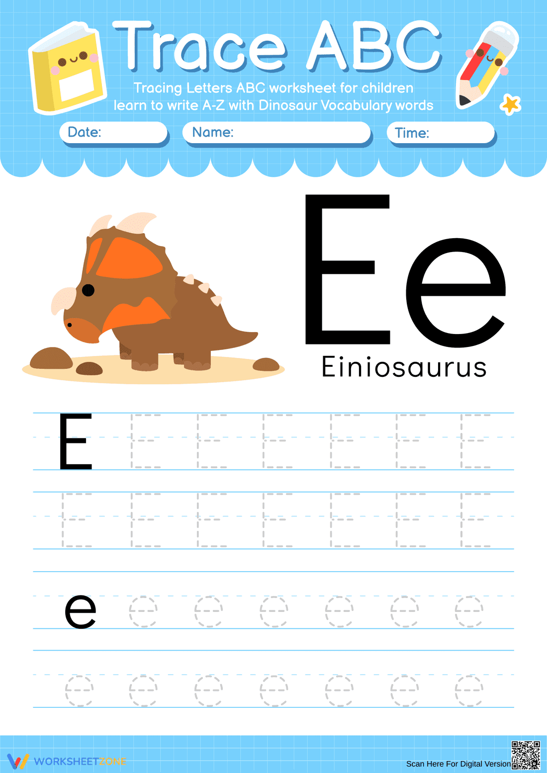 Trace ABC - Letter E - Page 1