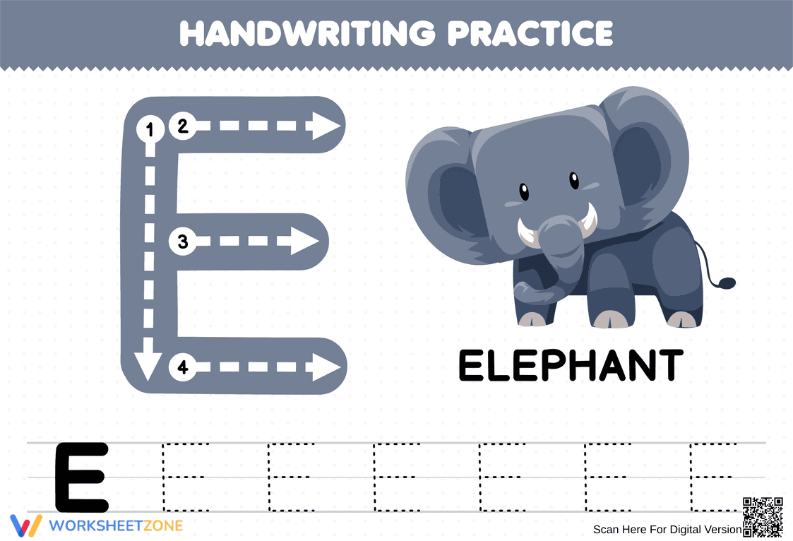 Handwriting Practice: Mastering Letter E - Page 1