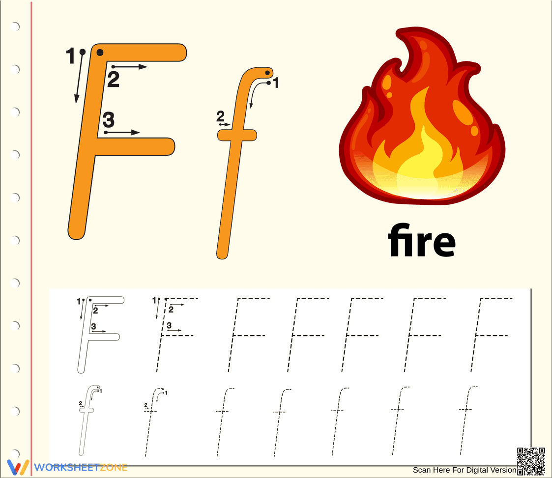 Letter F Tracing Worksheet | Essential Grade K Practice - Page 1