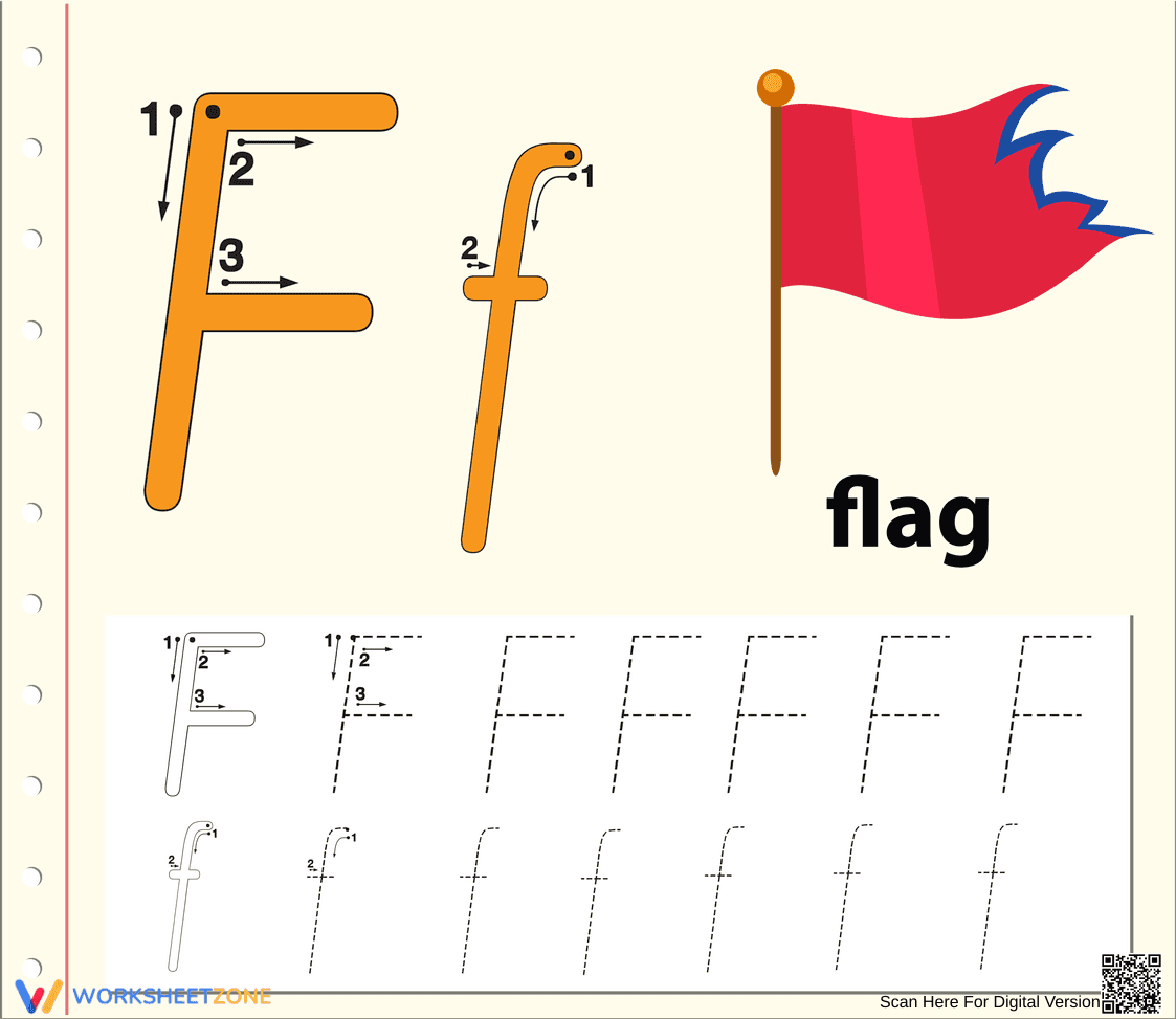 Letter F Tracing Worksheet | Essential Grade K Practice - Page 1