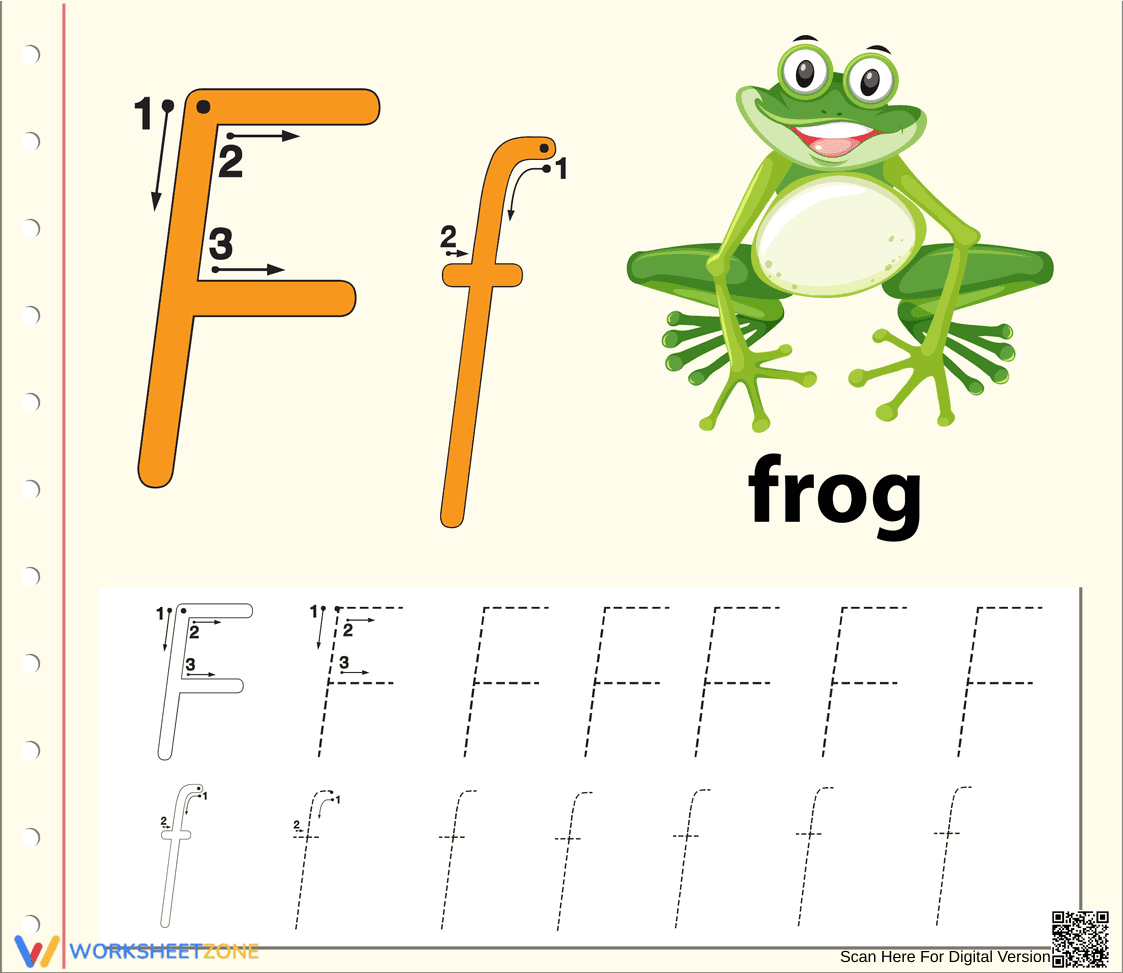 F is for Frog: Beginner Letter F Practice - Page 1