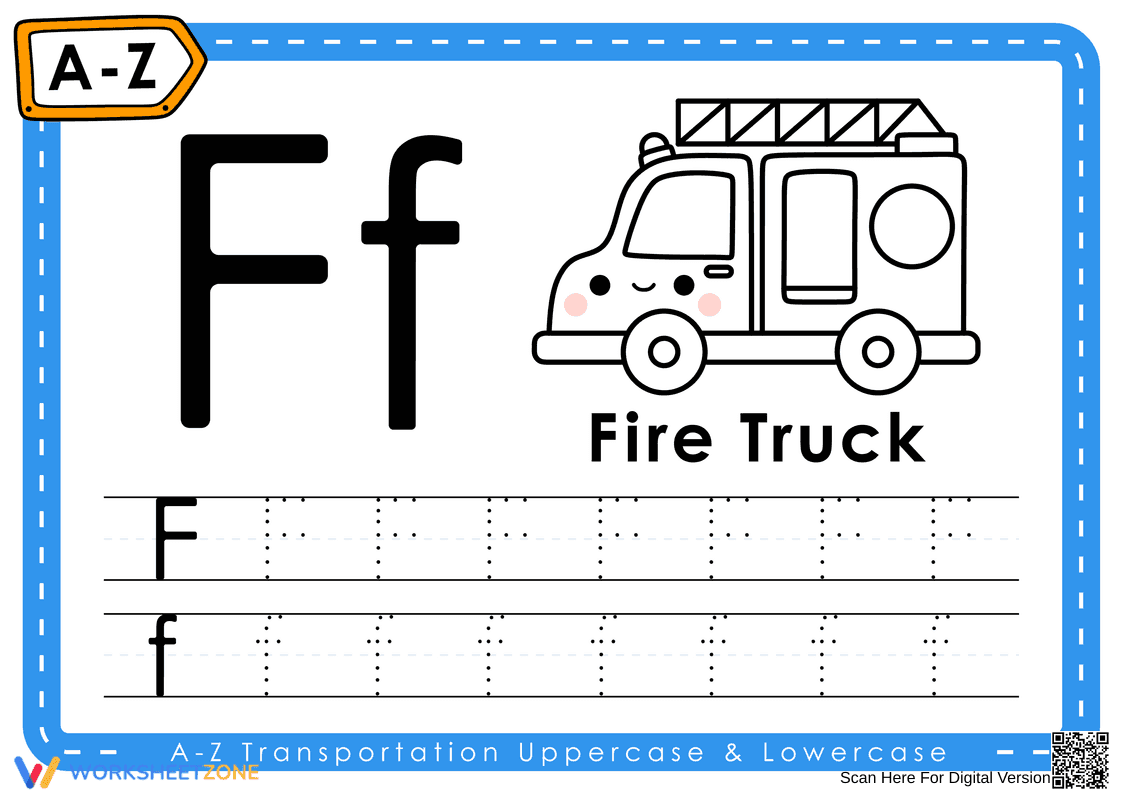 Printable Letter F Tracing Worksheet | Grade K - Page 1