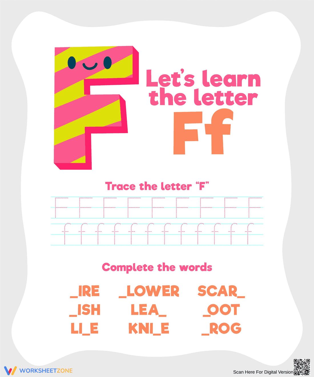 Learn the Letter FF: Interactive Worksheet - Page 1
