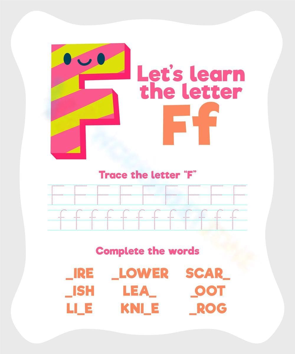 Learn the Letter FF: Interactive Worksheet - Page 1