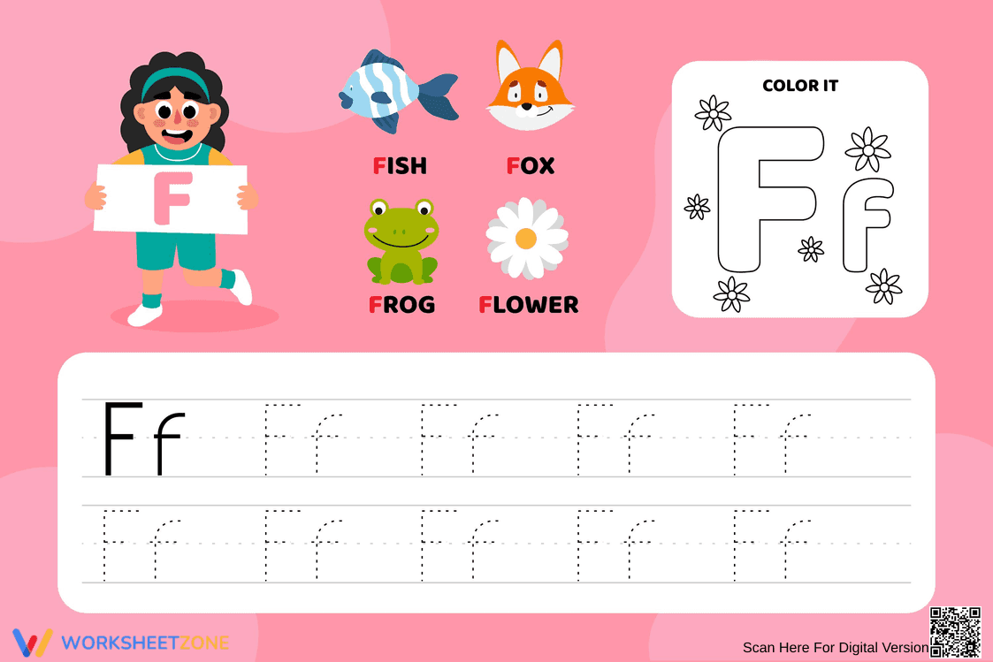 Letter F: Alphabet Learning for Kids - Page 1