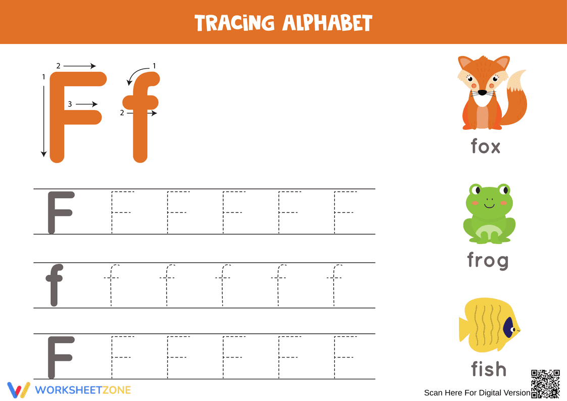 Letter F Tracing Worksheet | Essential Grade K Practice - Page 1