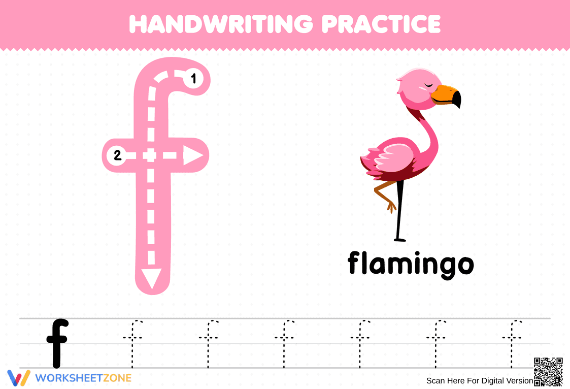 Letter F Handwriting Practice Worksheet - Page 1